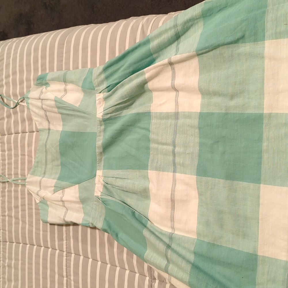Summer plaid dress-Old Navy size Medium teal and white